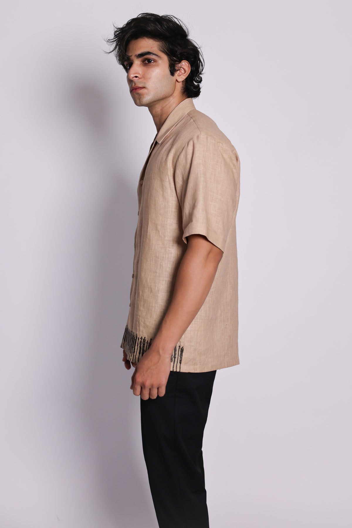 Beige Embroidered Logo Shirt