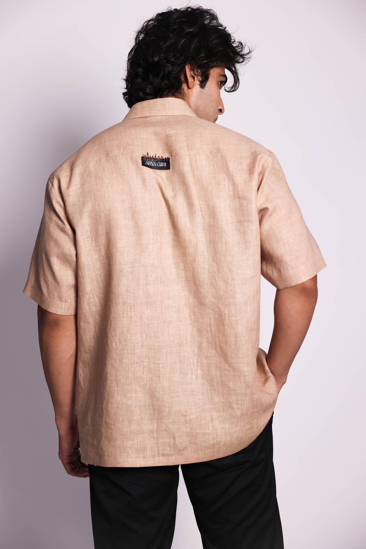 Beige Embroidered Logo Shirt