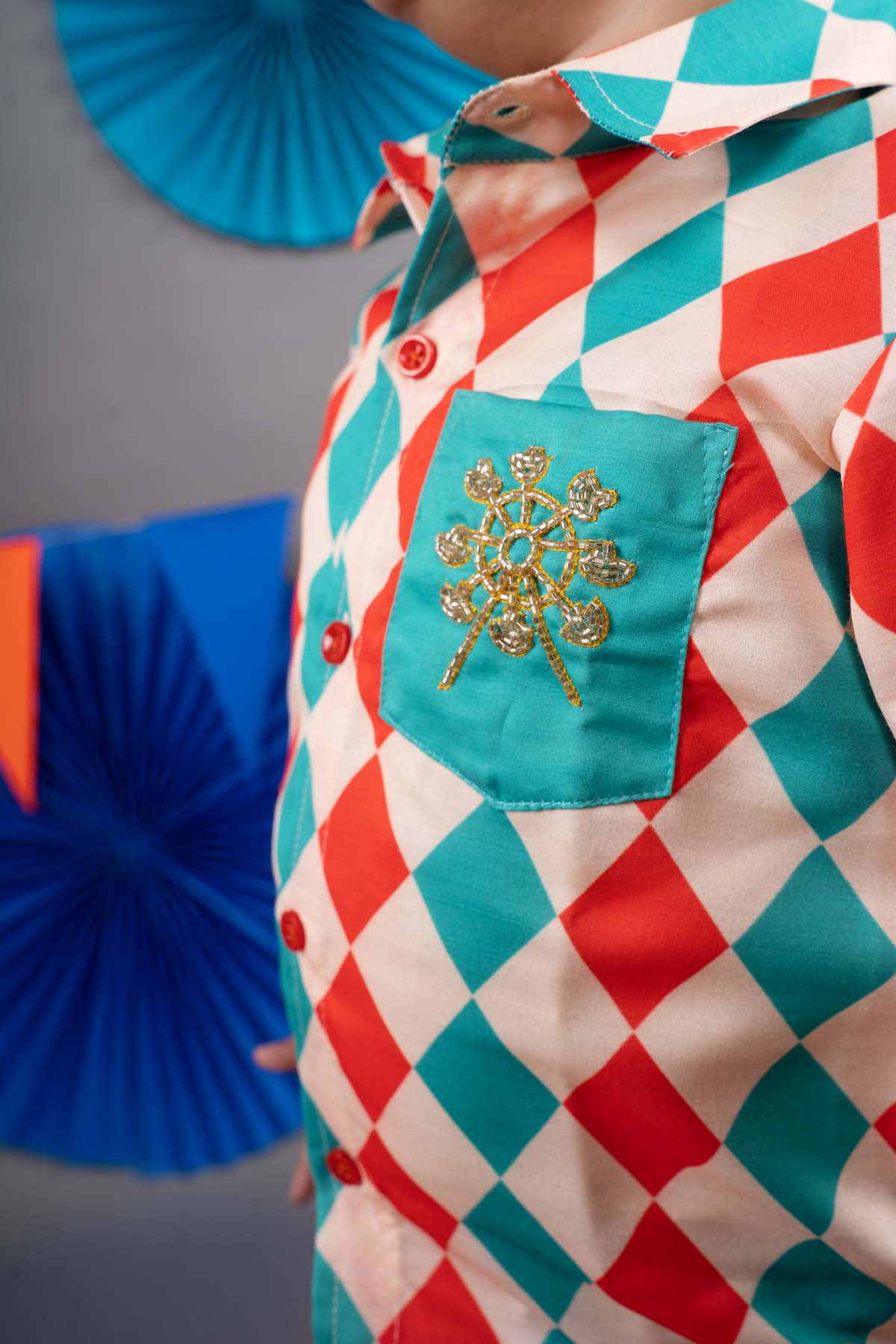 Beige Embroidered Pocket Shirt