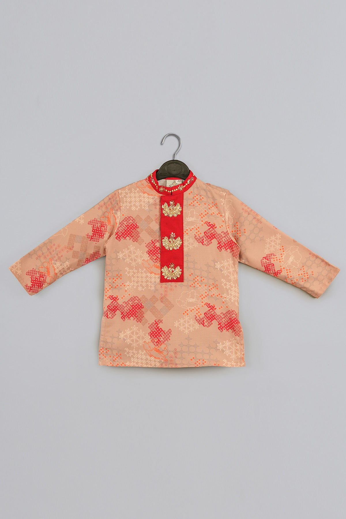 Beige Geometric Print Kurta Set