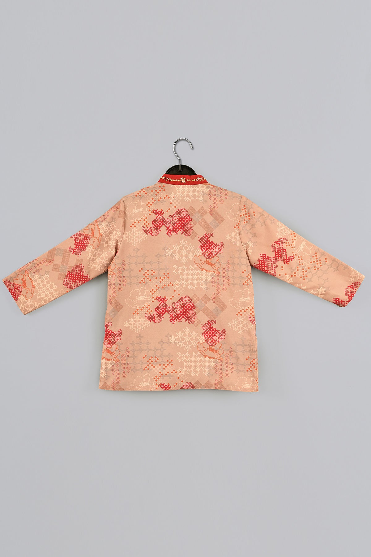 Beige Geometric Print Kurta Set