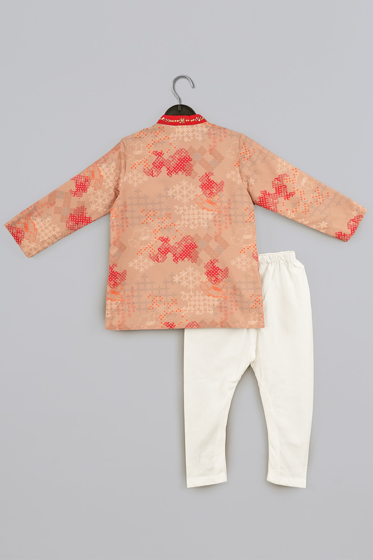 Beige Geometric Print Kurta Set