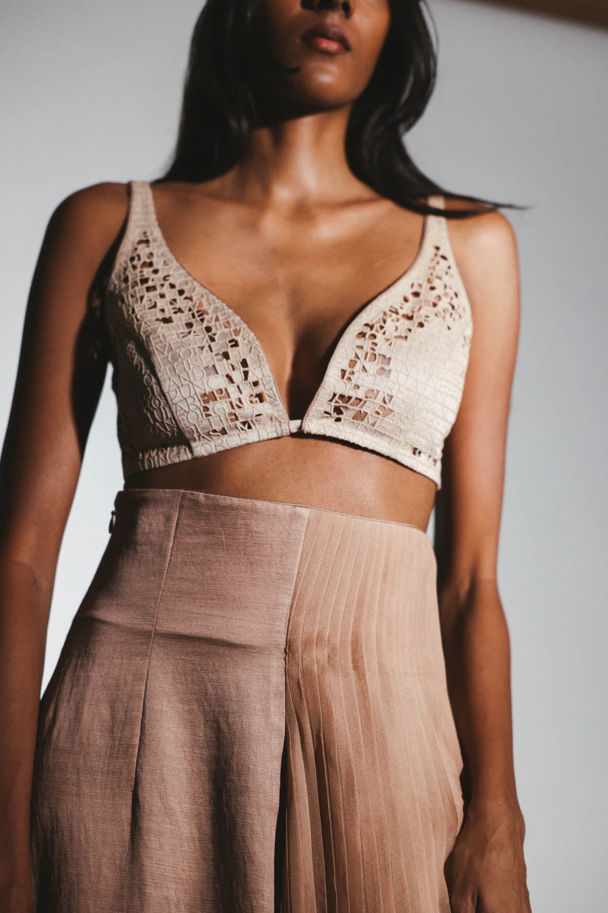 Beige Hand Embroidered Bralette