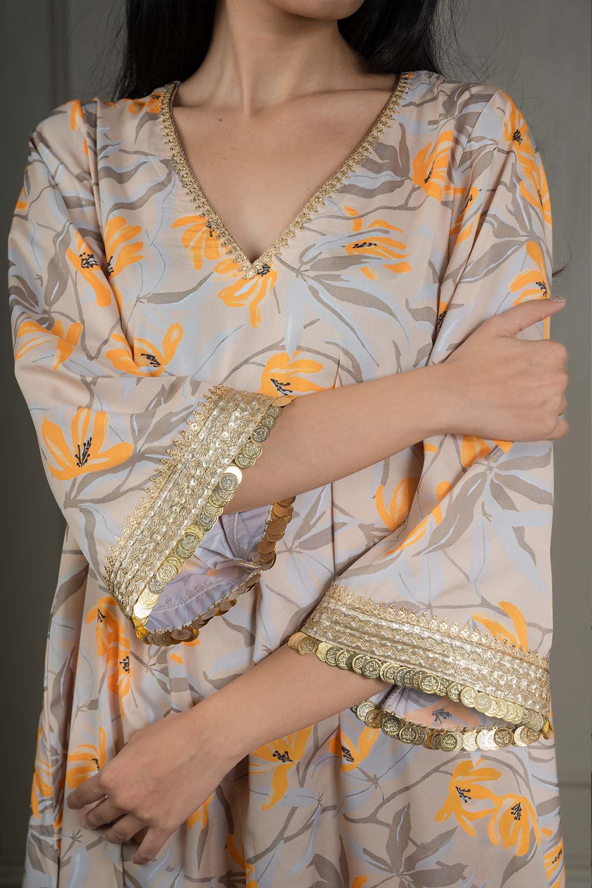 Beige Lacework Flowy Co-ord Set