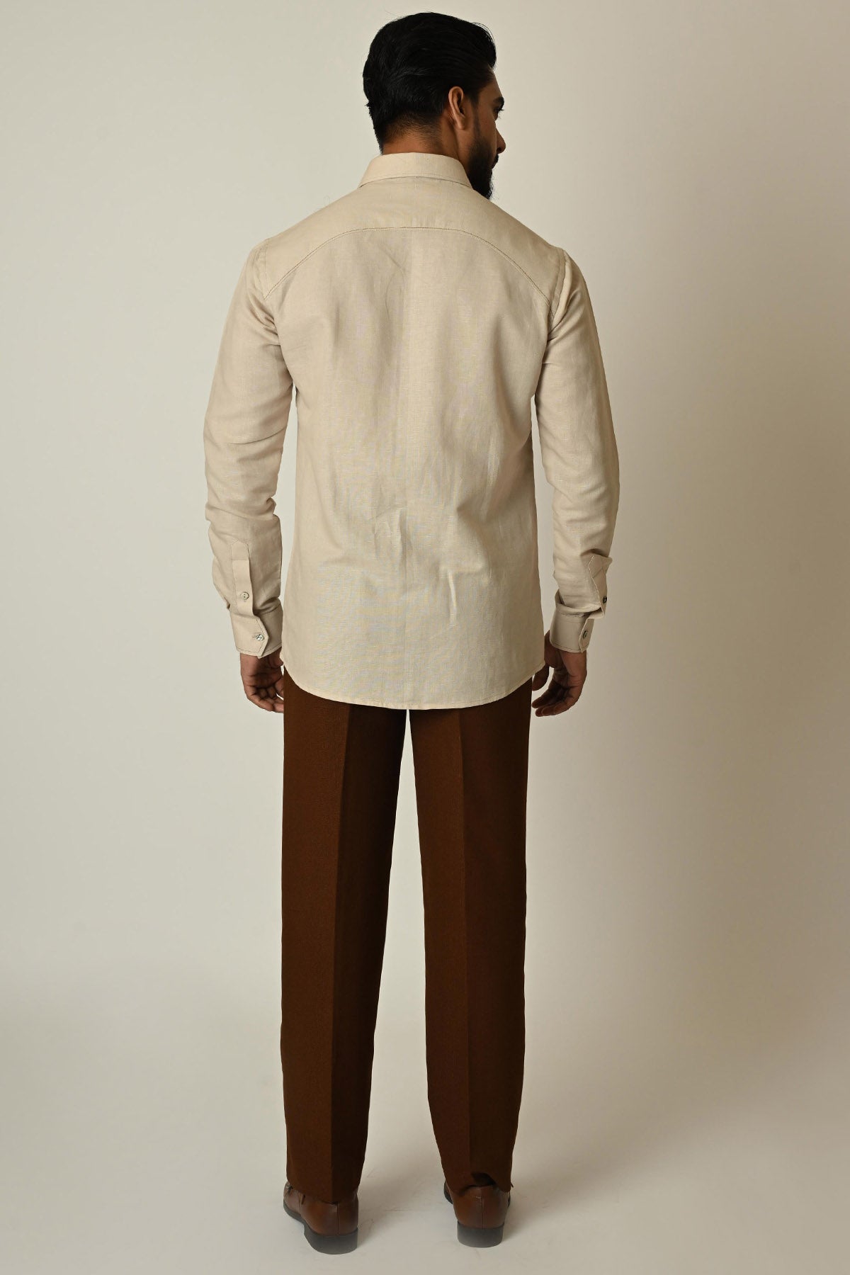 Beige Linen Anchor Thread Shirt