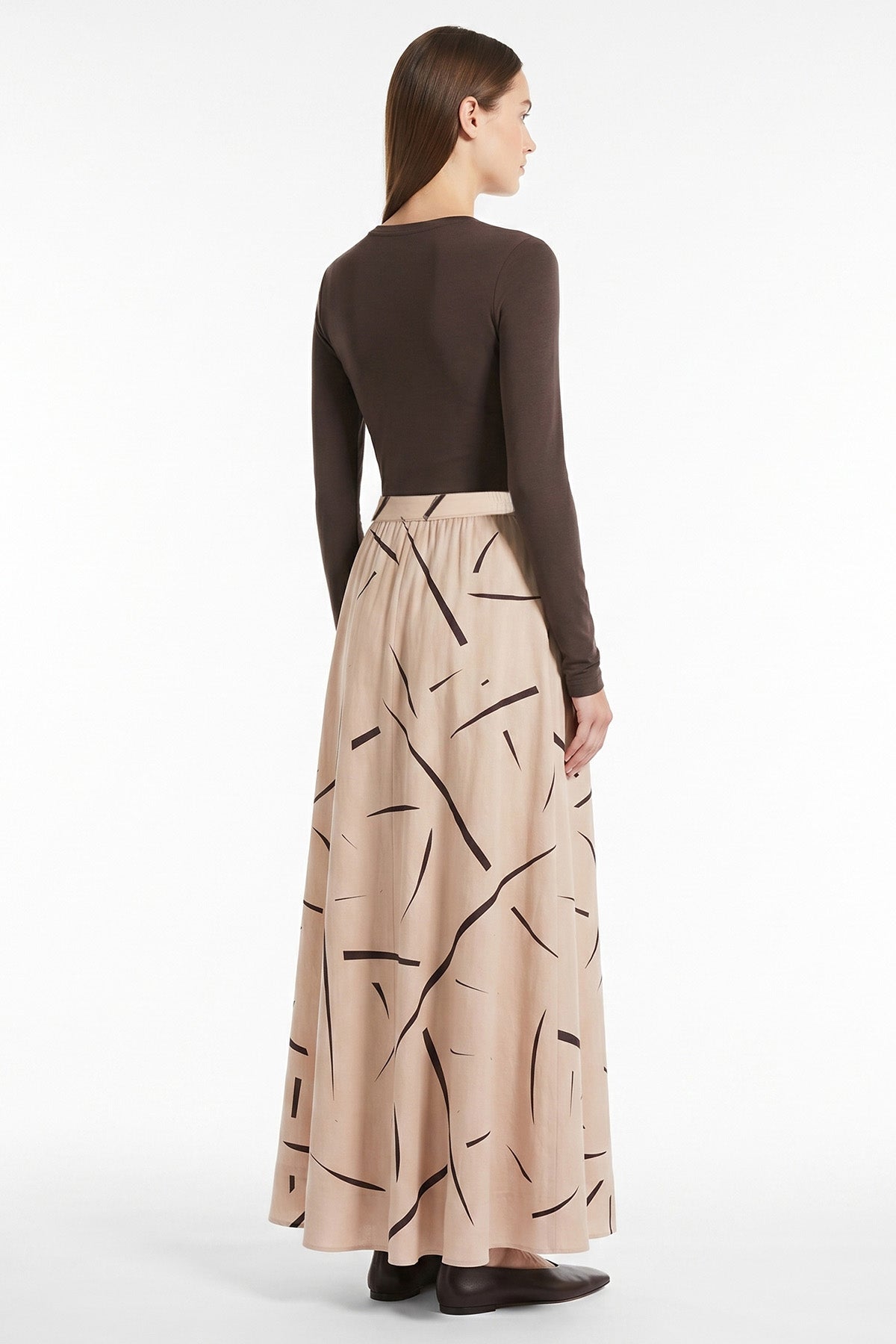 Beige Linen Blend Tailor Skirt