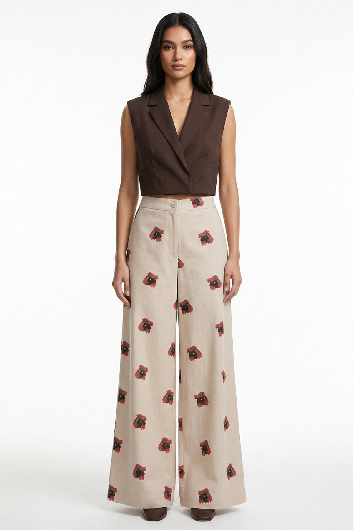 Buy Beige Linen Blend Wide Leg Pant for women by Tezhhomayaa online available at scrollnshops
