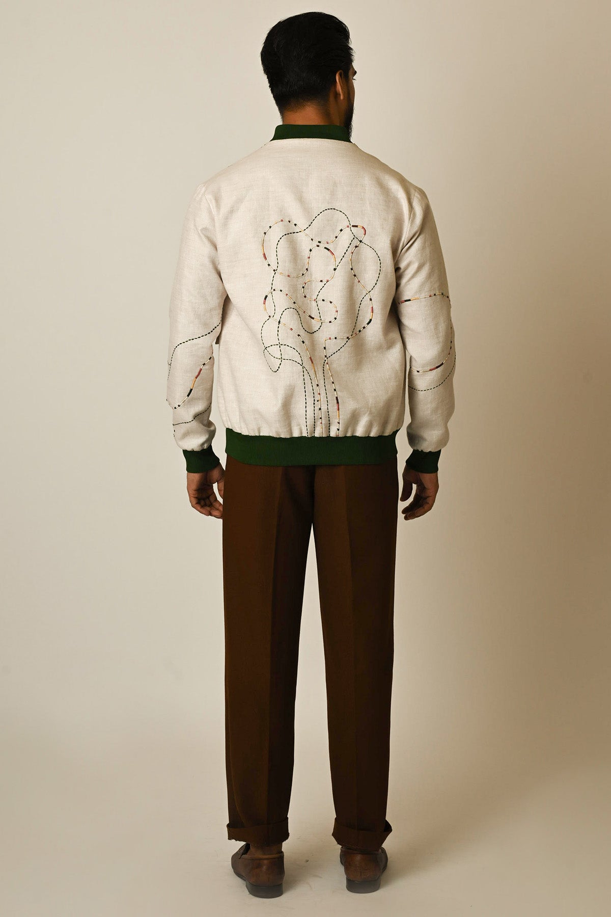 Beige Linen Embroidered Jacket