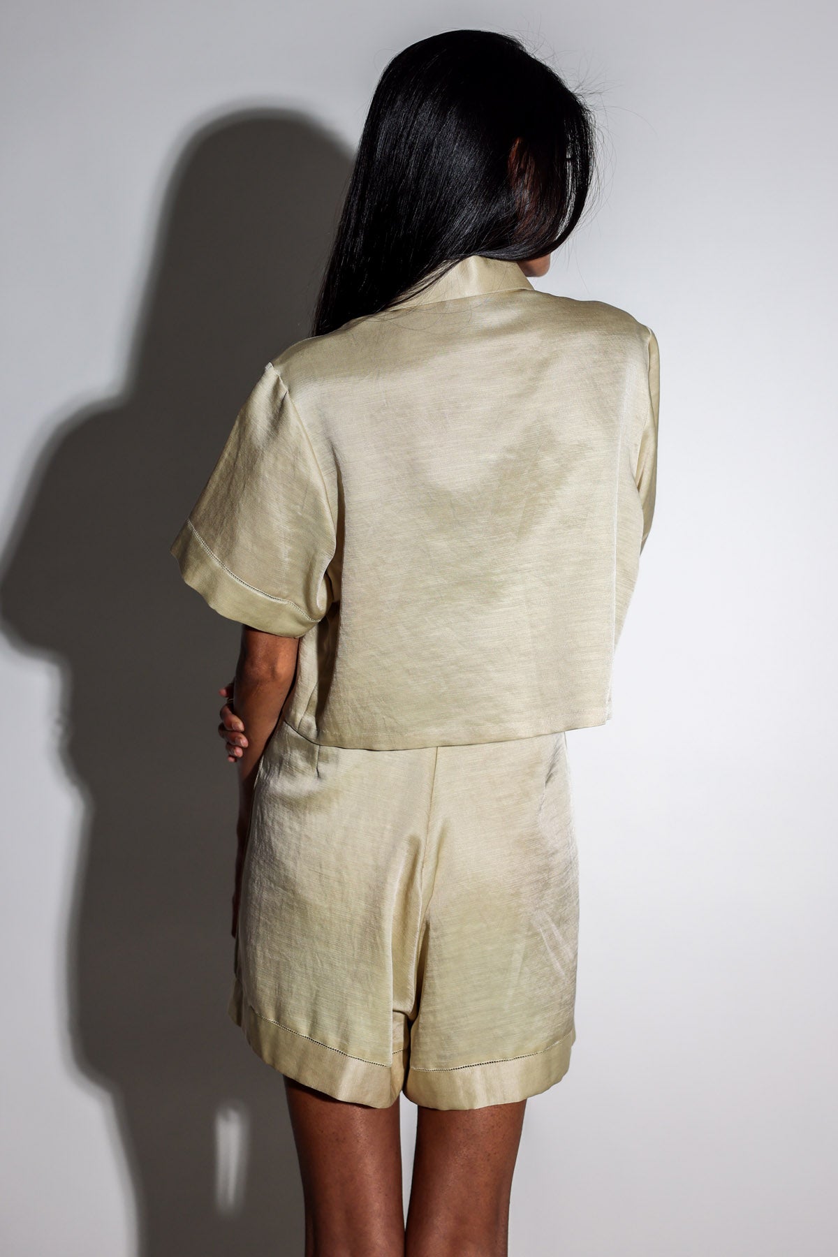 Beige Linen Satin Co-ord Set