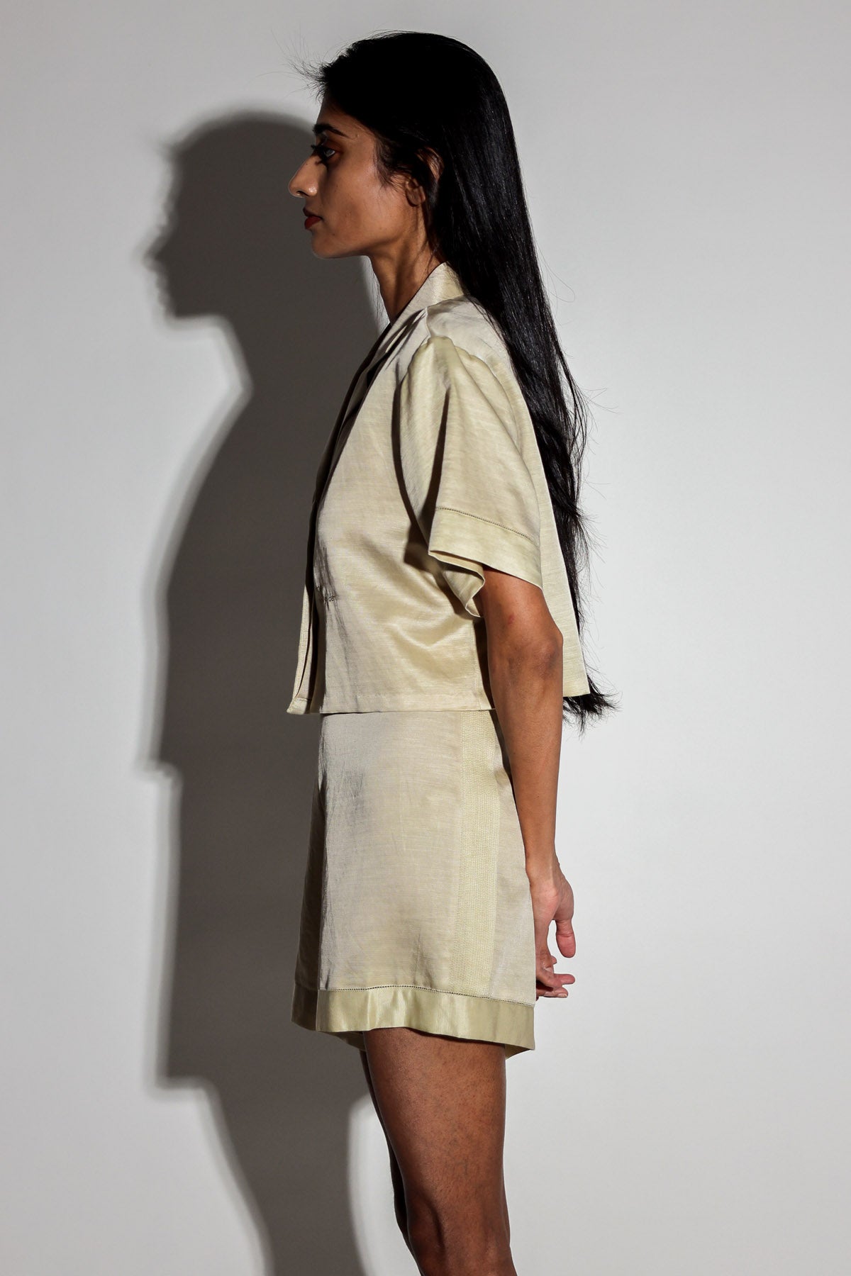 Beige Linen Satin Co-ord Set