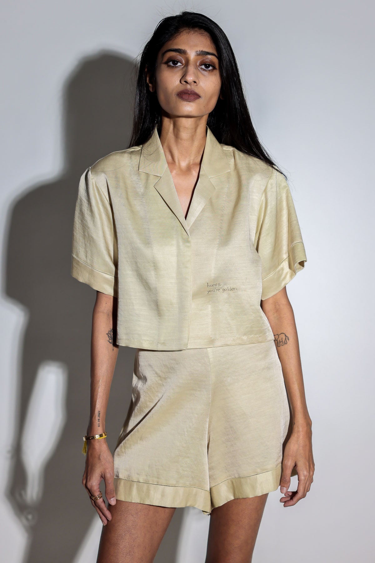 Buy Arya Giri Beige Linen Satin Co-ord Set