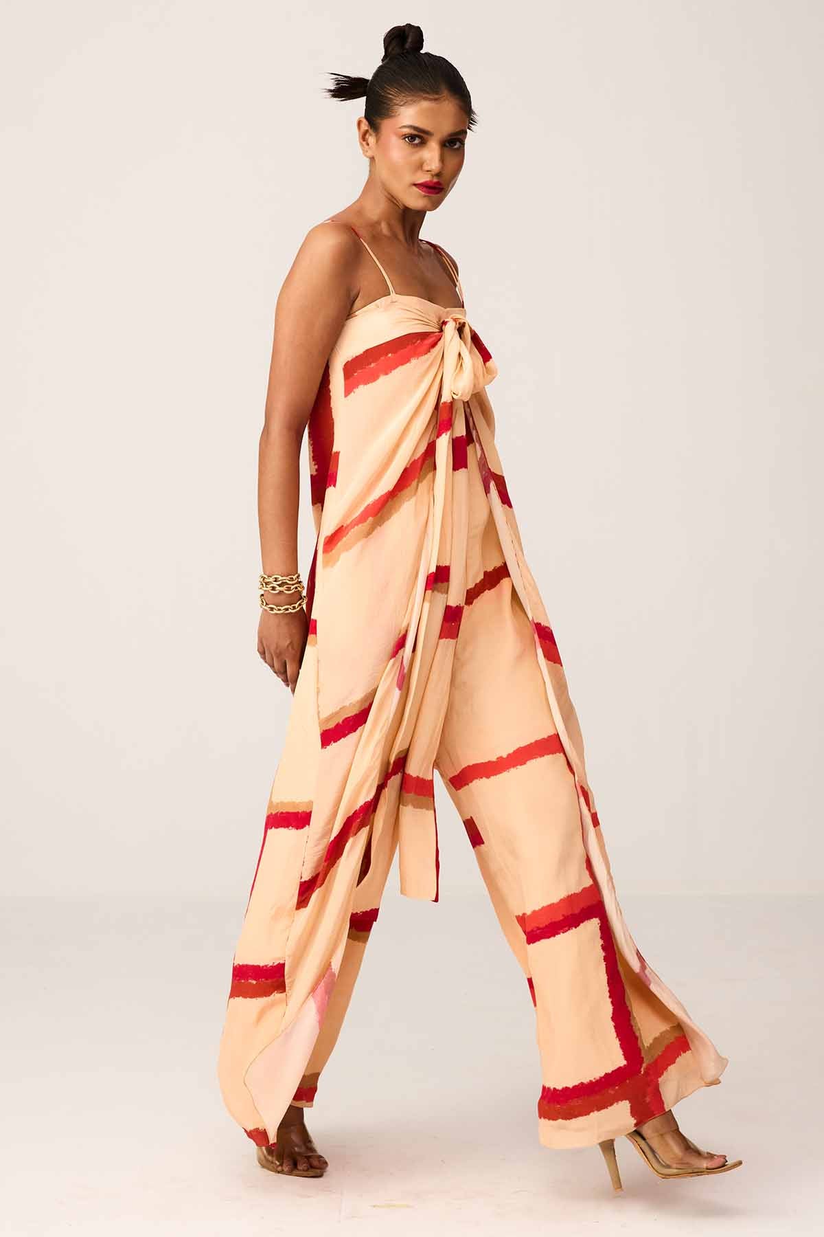 Beige Off-Shoulder Jumpsuit