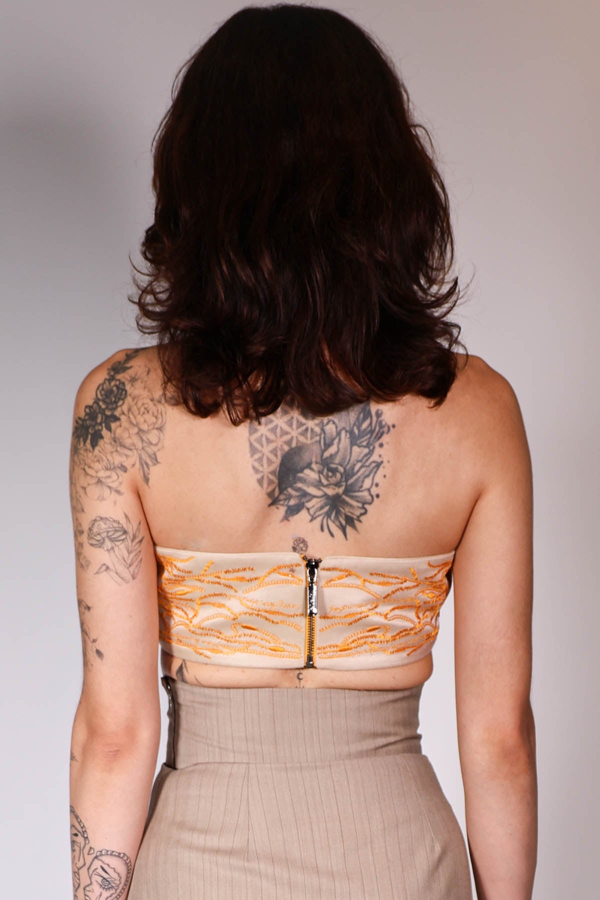 Beige Off Shoulder Bandeau Top