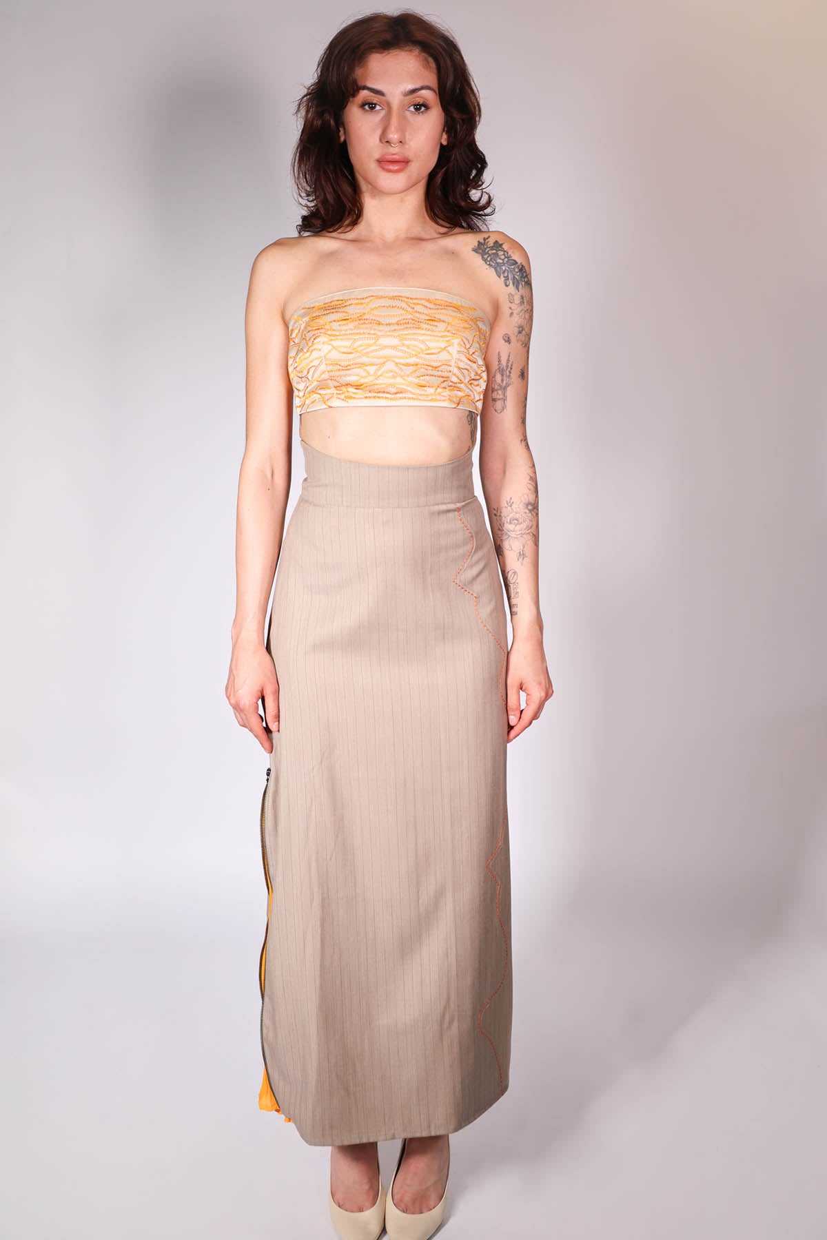 Beige Off Shoulder Bandeau Top