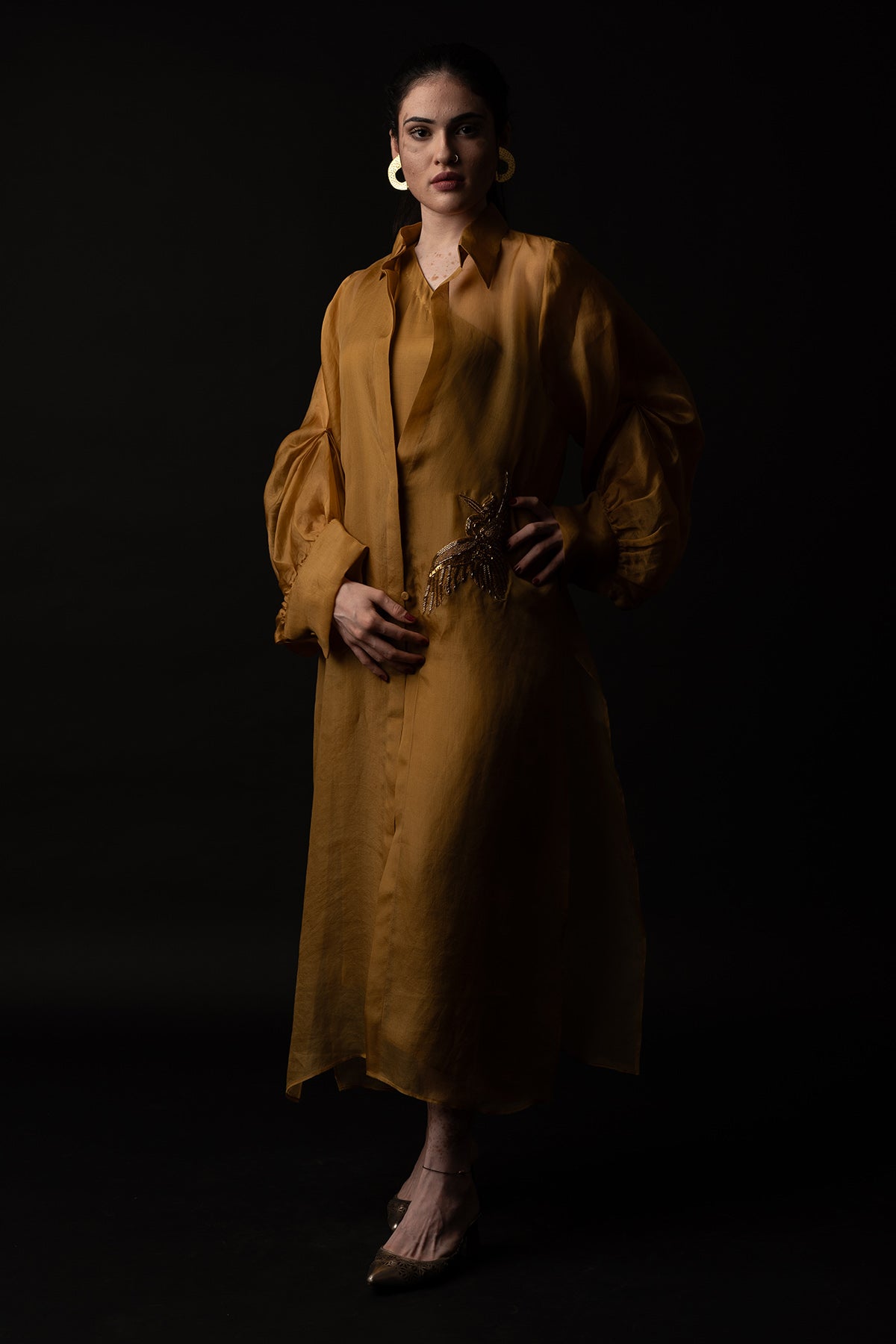 Buy Beige One Shoulder Dress & Shirt by Krishnamani for Women online at ScrollnShops