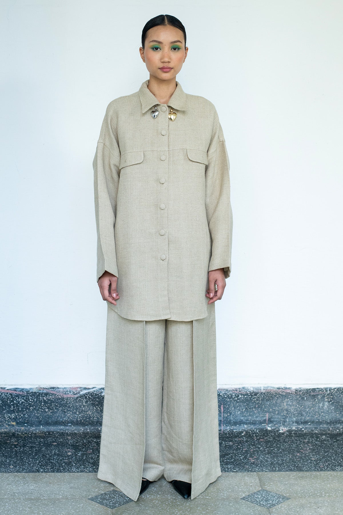 Buy Beige Oversized Shirt & Pants by Lahario for women online at ScrollnShops