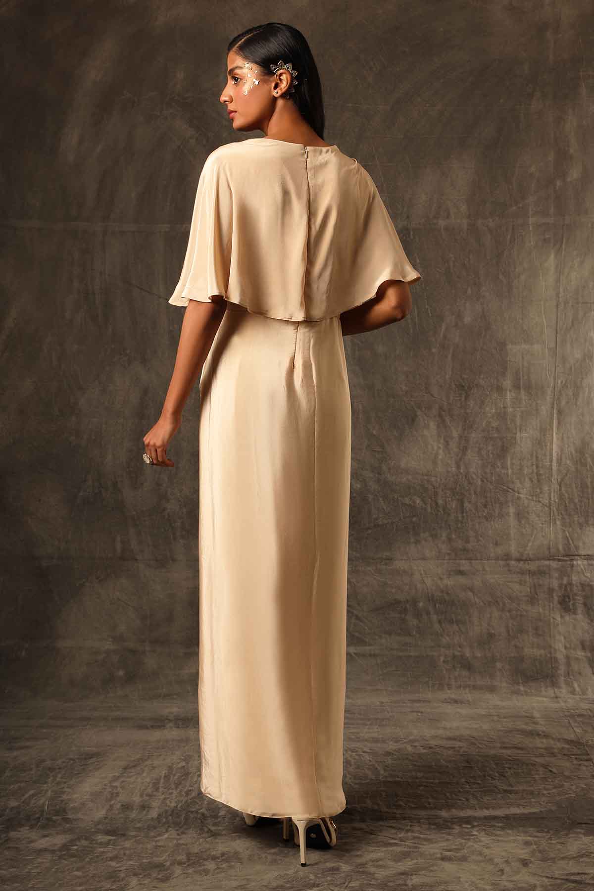 Beige Patchwork Drape Jumpsuit