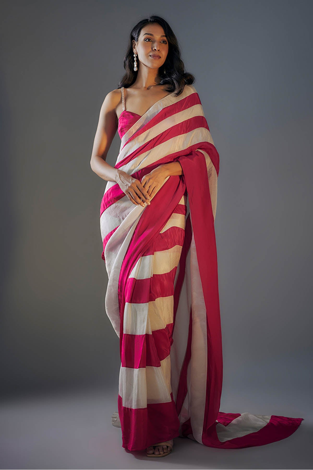 Buy Beige & Pink Saree & Blouse by Masumi Mewawalla for women online at ScrollnShops