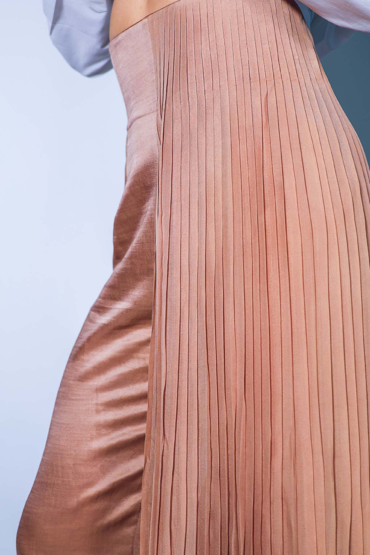 Beige Pleated Straight Pants