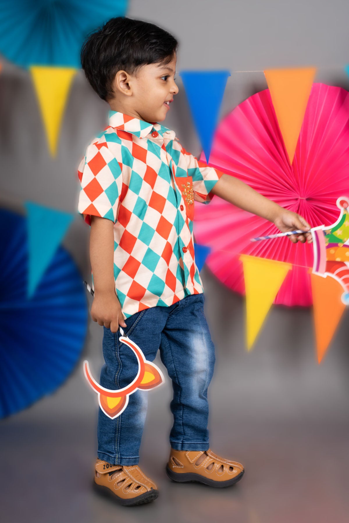 Beige Print Half Sleeves Shirt