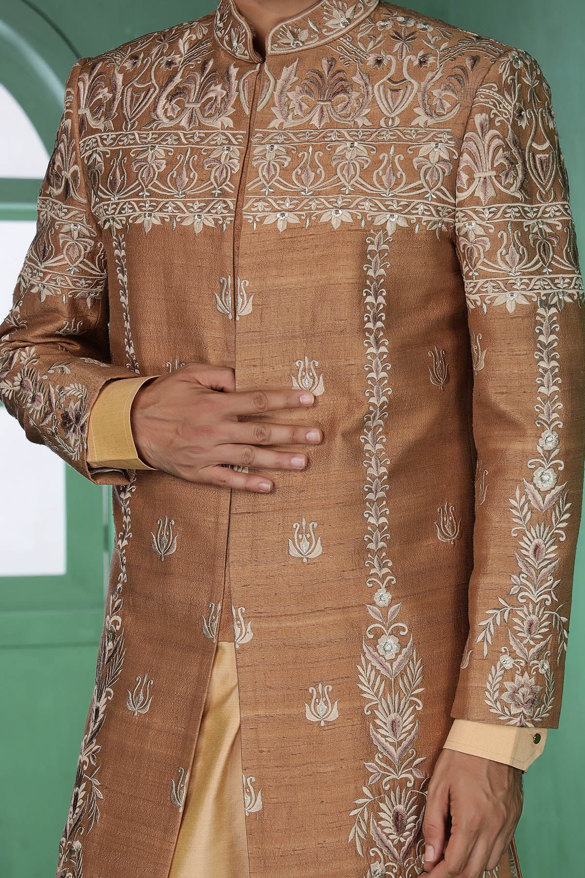 Beige Raw Silk Kurta & Pants