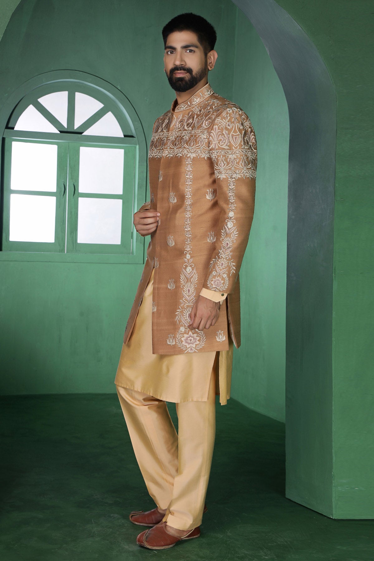 Beige Raw Silk Kurta & Pants