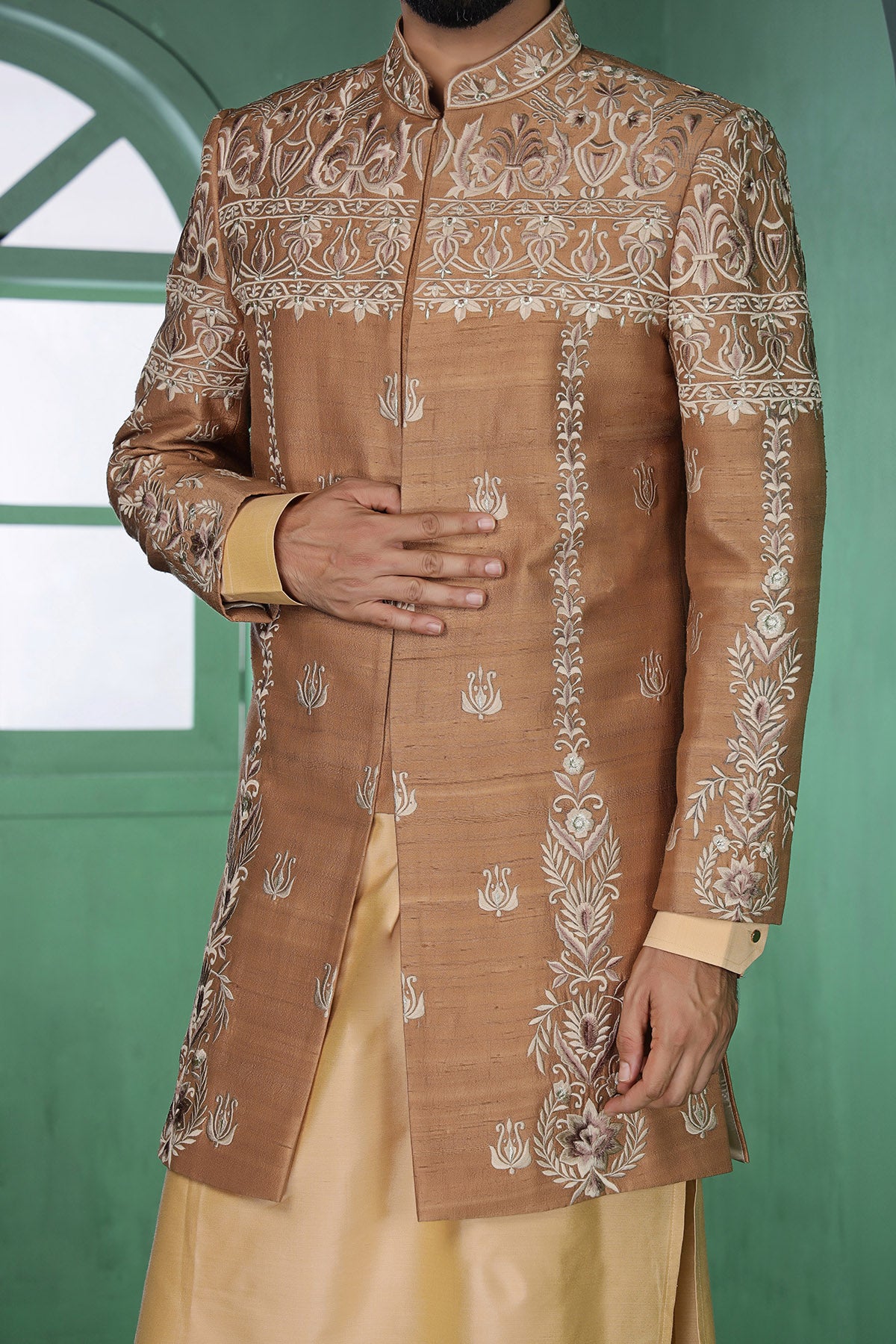 Beige Raw Silk Kurta & Pants