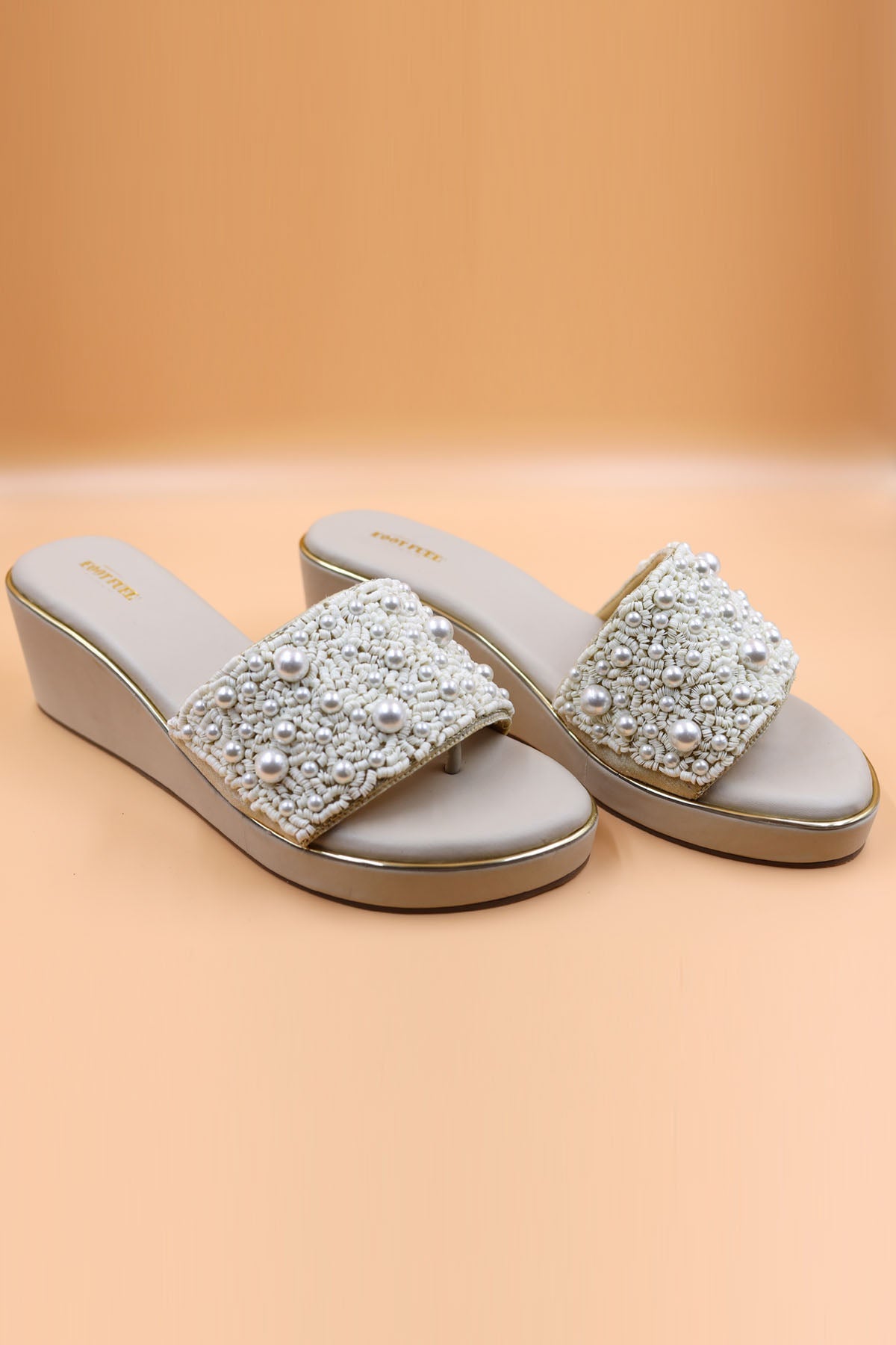 Foot Fuel Beige Rexine Zardois Wedges for accessories online at ScrollnShops