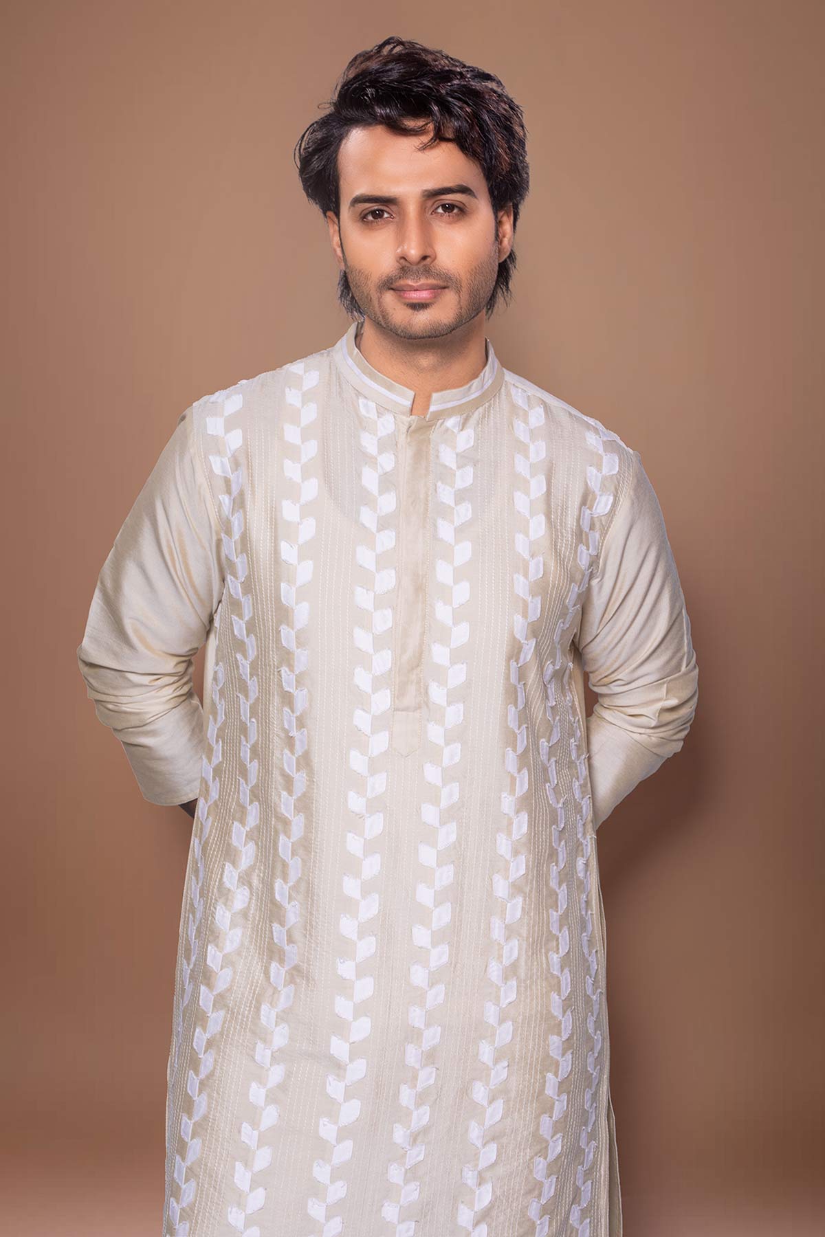 Beige Stitchline Kurta And Pant