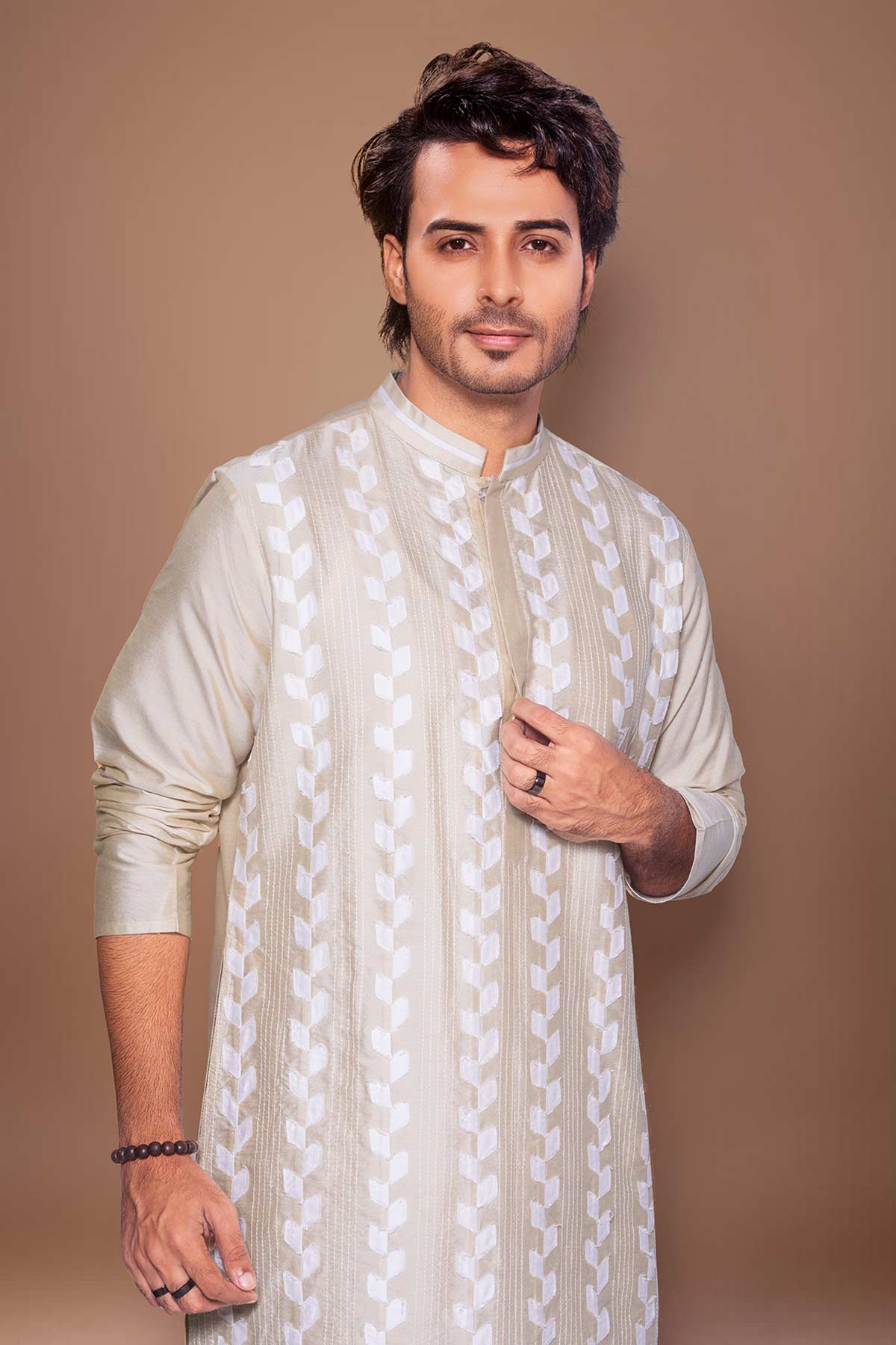 Beige Stitchline Kurta And Pant