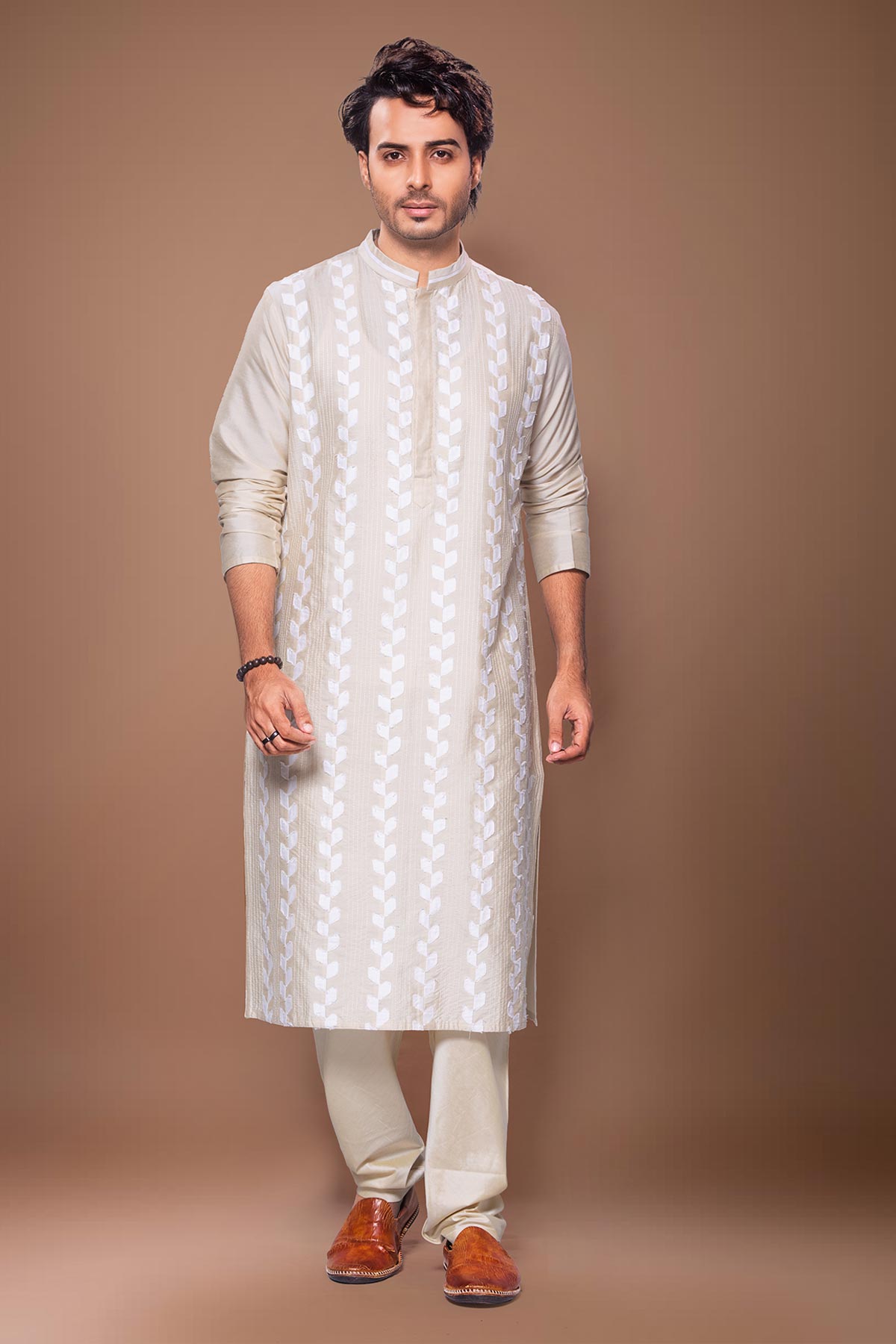 Buy Beige Stitchline Kurta And Pant for men by Priyanka Haralalka online available at scrollnshops