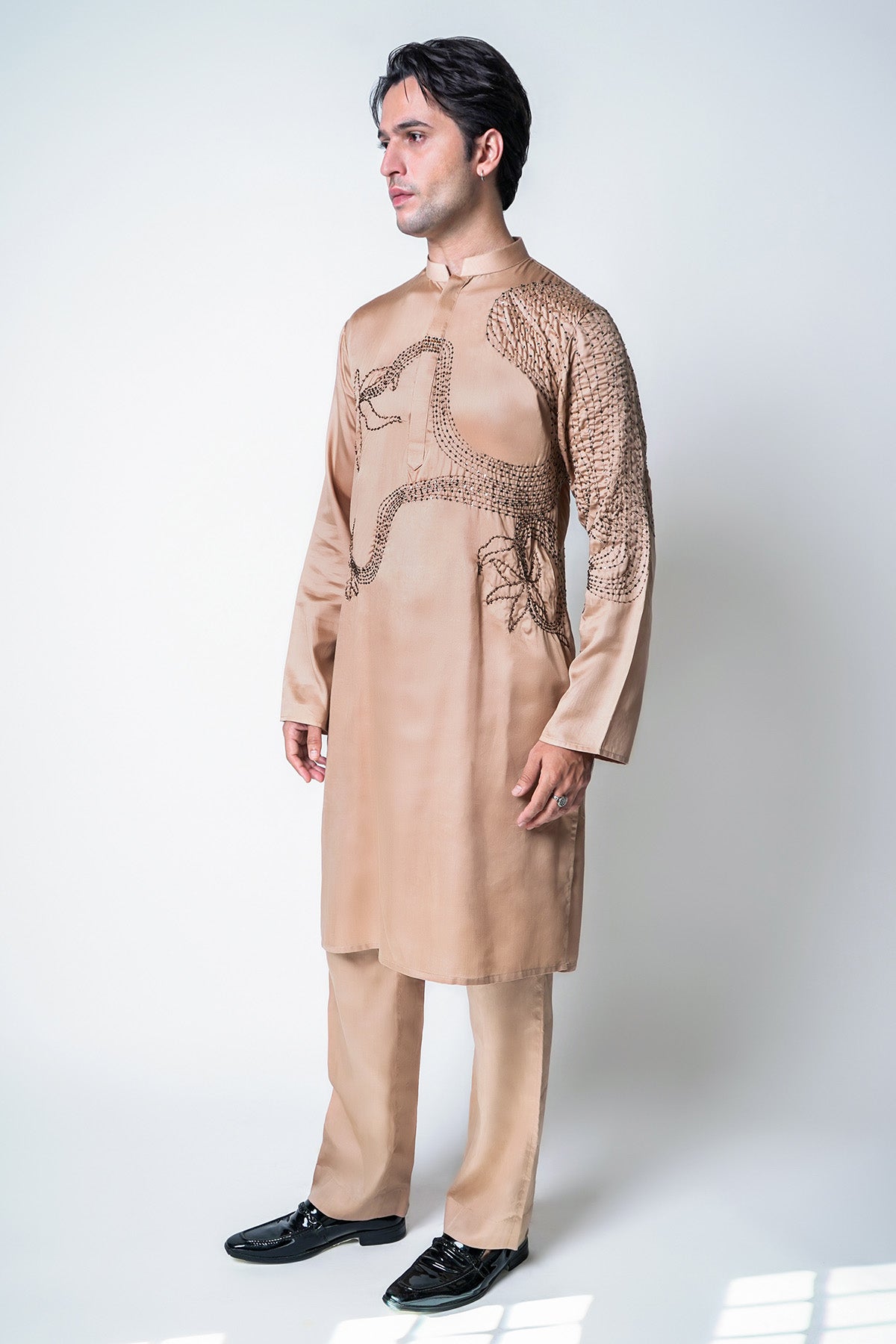 Beige Tencel Kurta And Pants