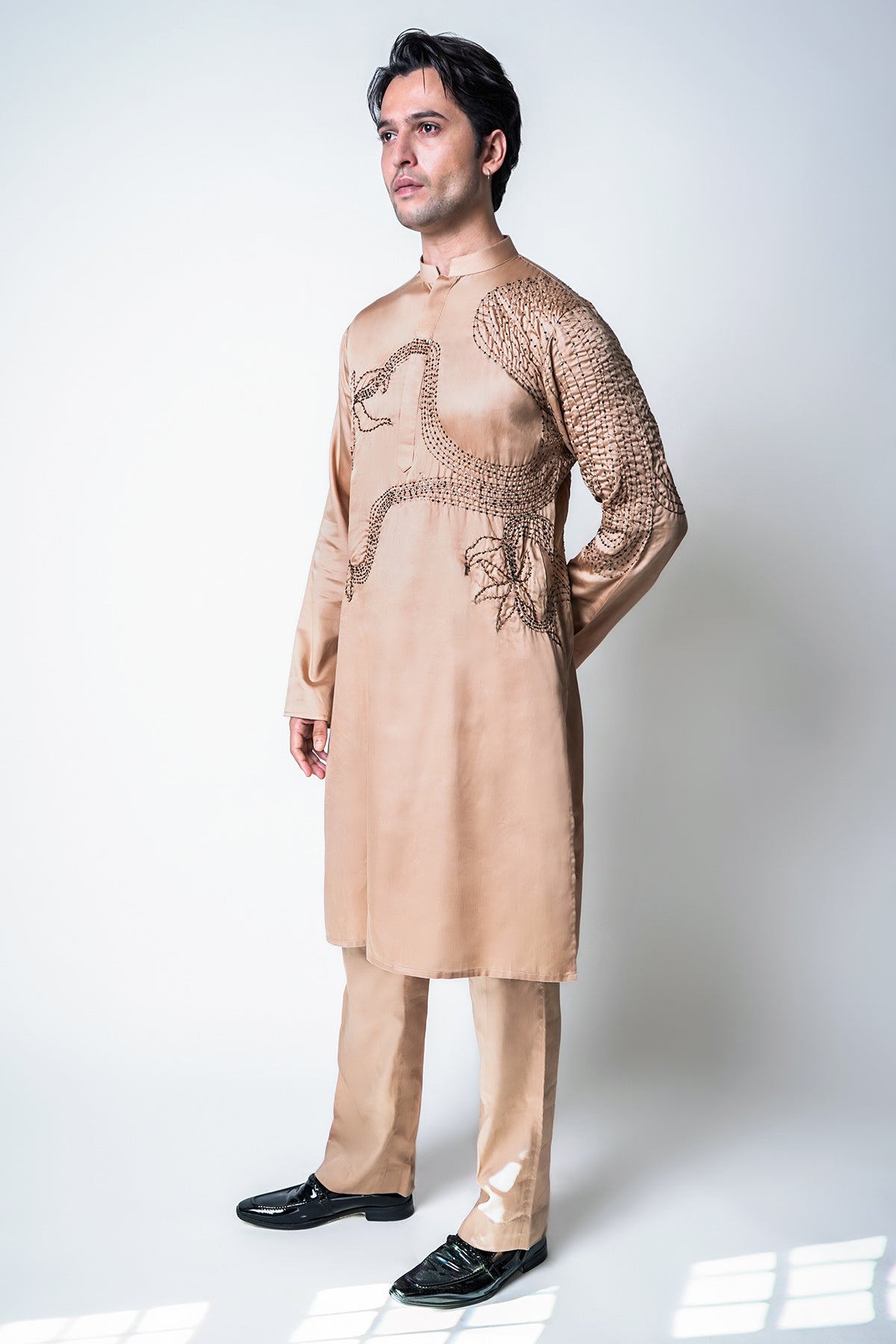 Beige Tencel Kurta And Pants