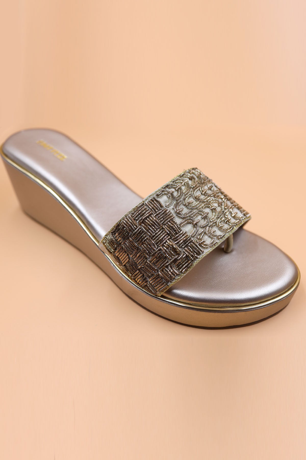 Beige Thread & Zardosi Wedges