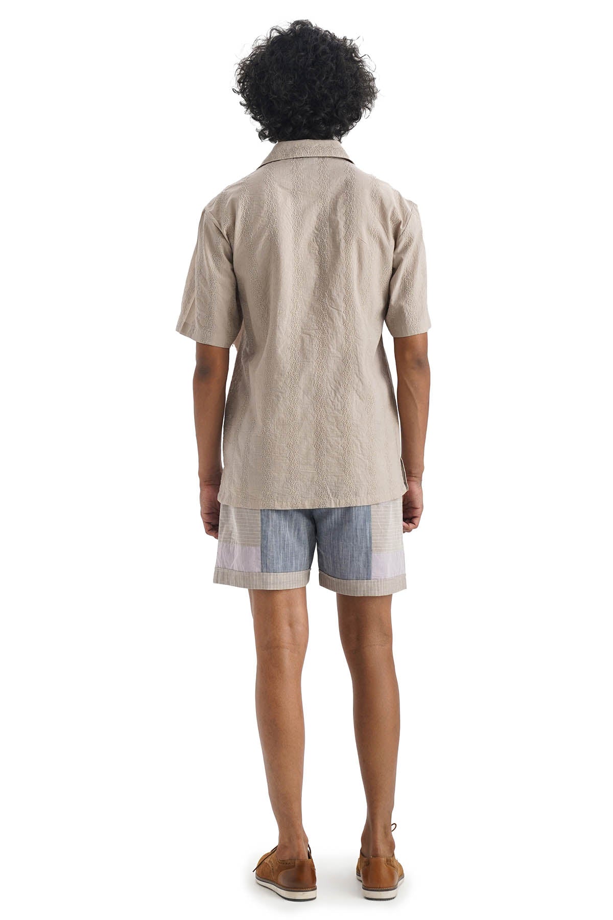 Beige Vine Embroidered Shirt