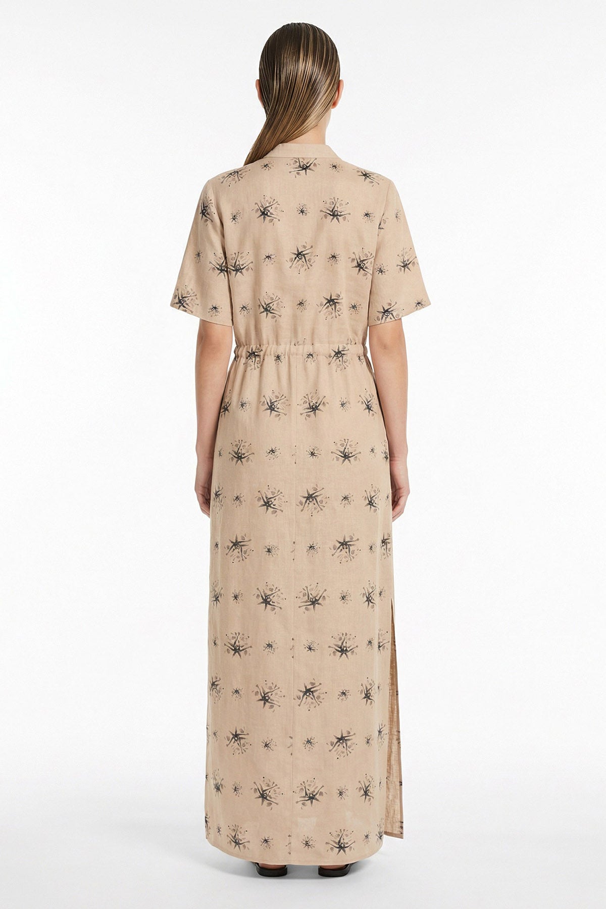 Beige Viscose Blend Maxi Dress