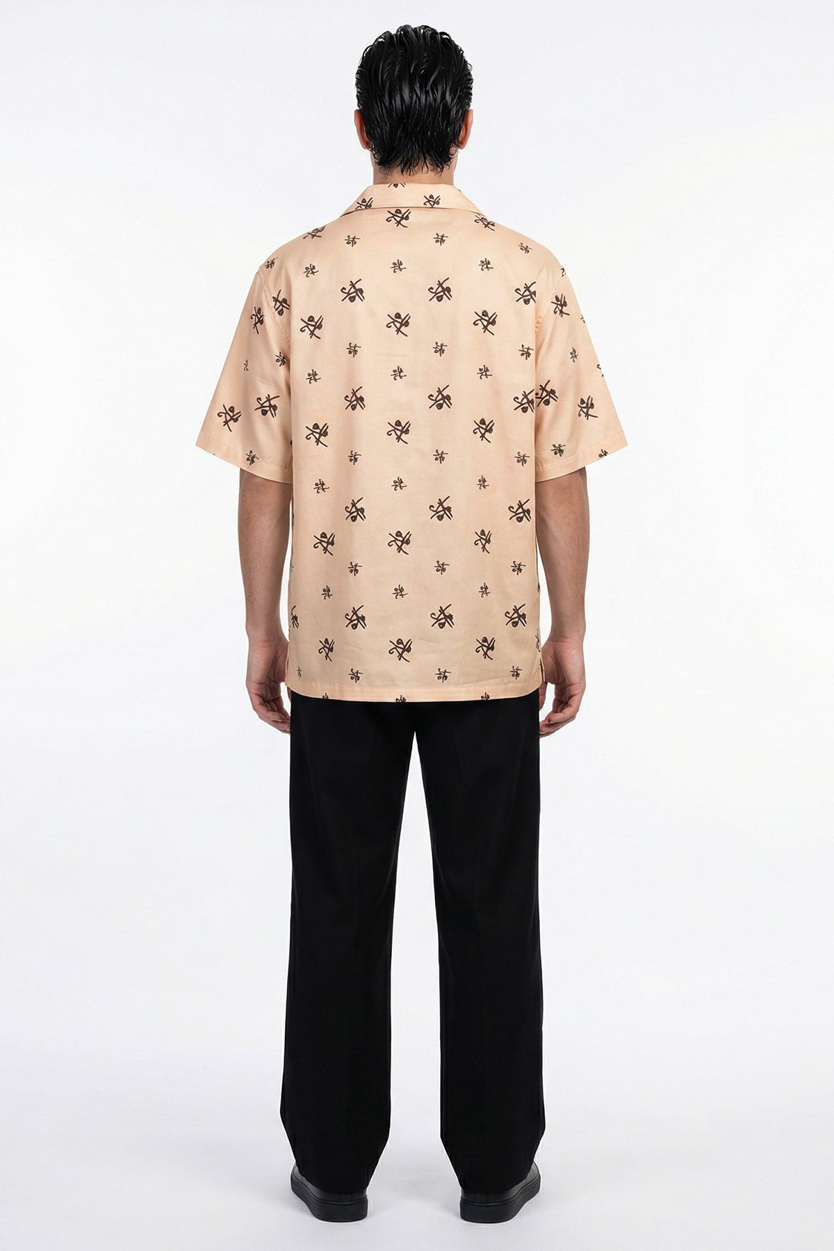Beige Viscose Collared Shirt