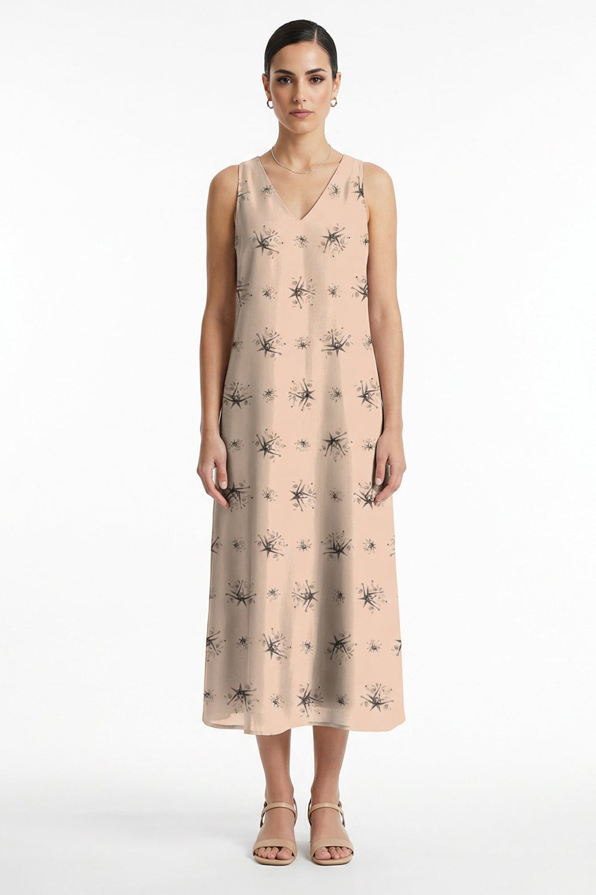 Buy Beige Viscose Fluid Midi Dress for women by Tezhhomayaa online available at scrollnshops