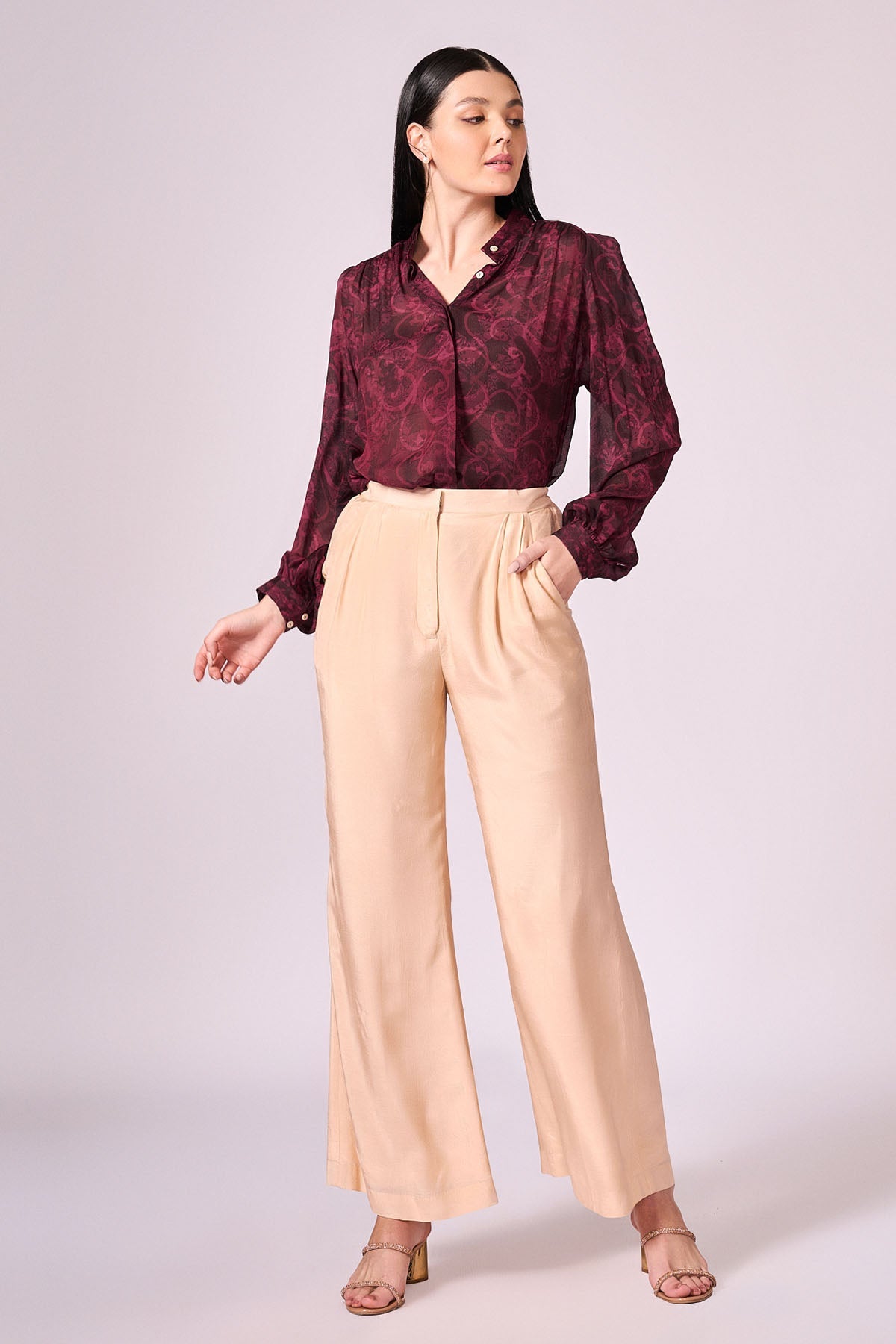 Buy Beige Viscose Straight Pants by Koswi for women online at ScrollnShops