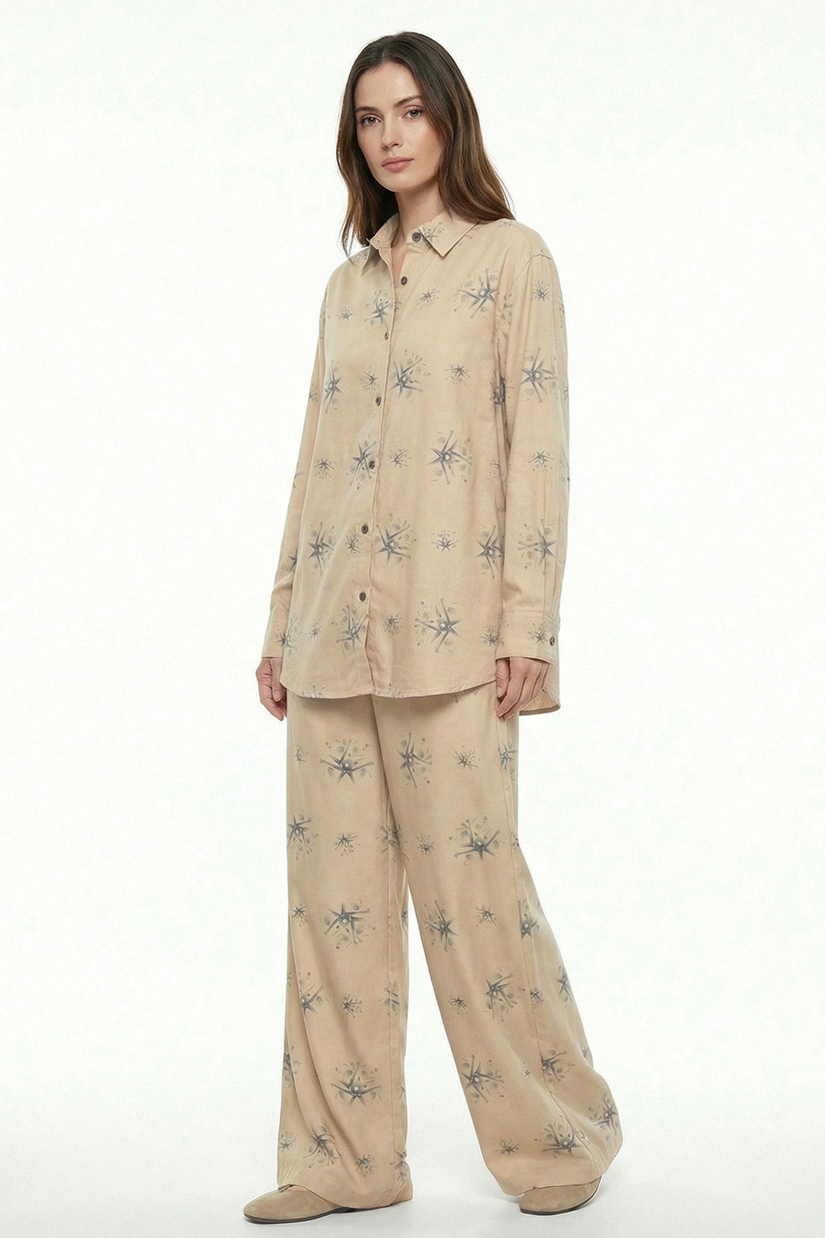 Beige Viscose Tailored Shirt