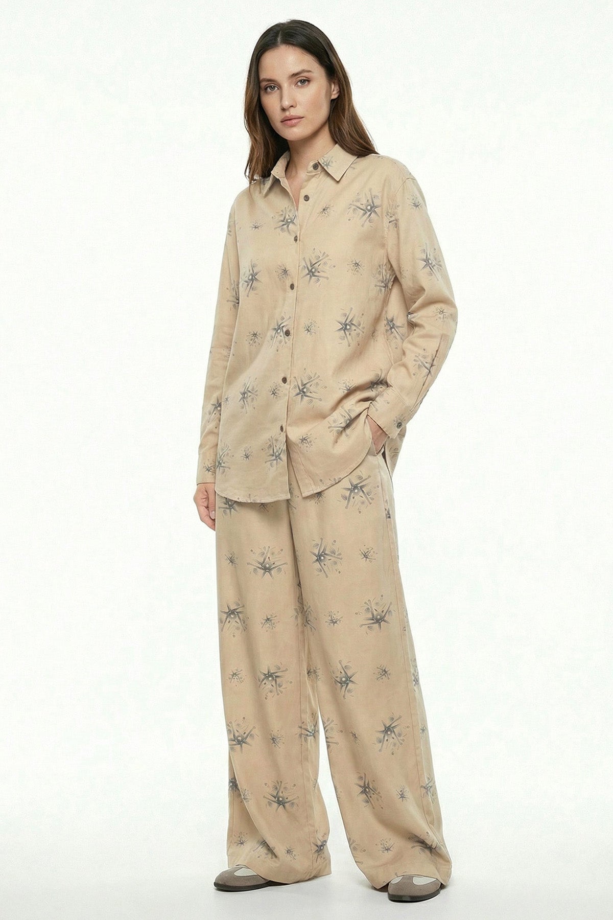 Beige Viscose Tailored Shirt