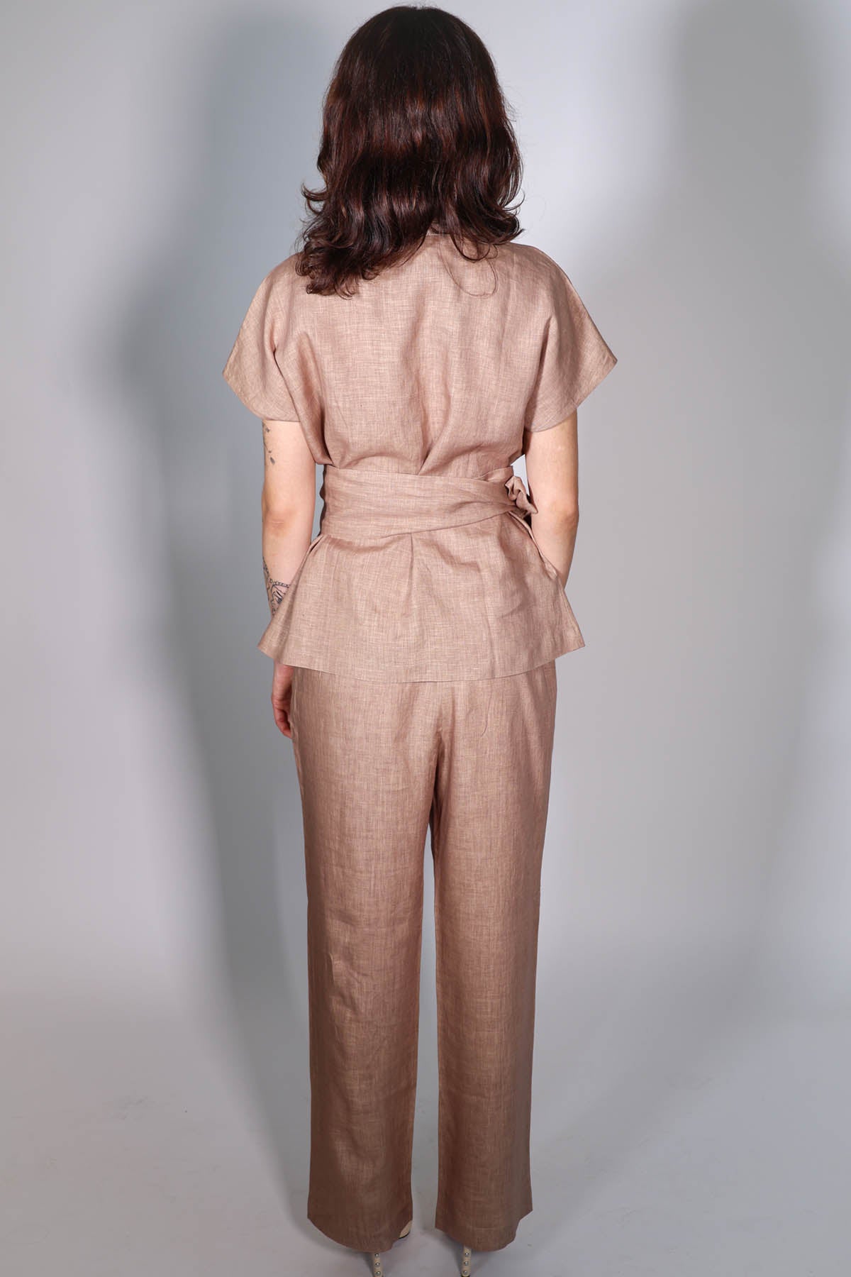 Beige Wrap Blazer & Trousers