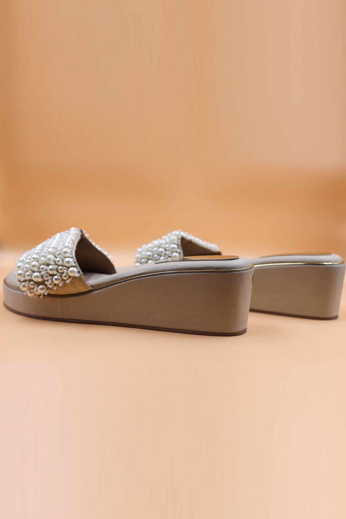 Beige Zardosi Embroidered Wedges