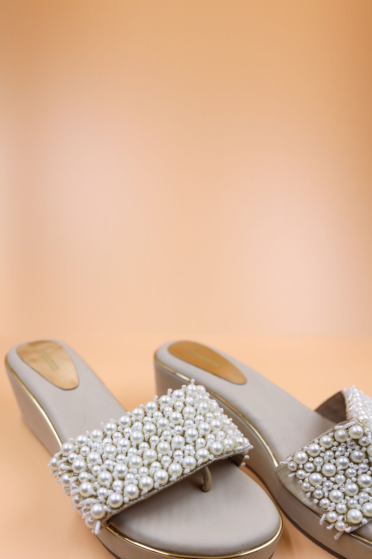 Beige Zardosi Embroidered Wedges