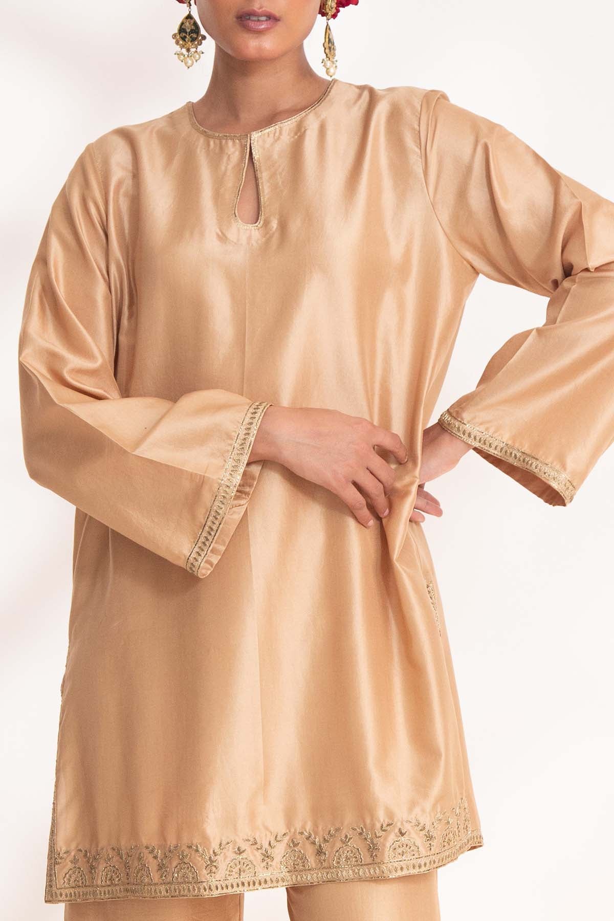 Beige Zardozi Kurta & Pants