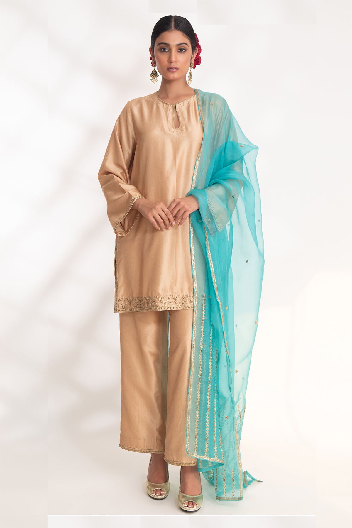Beige Zardozi Kurta & Pants
