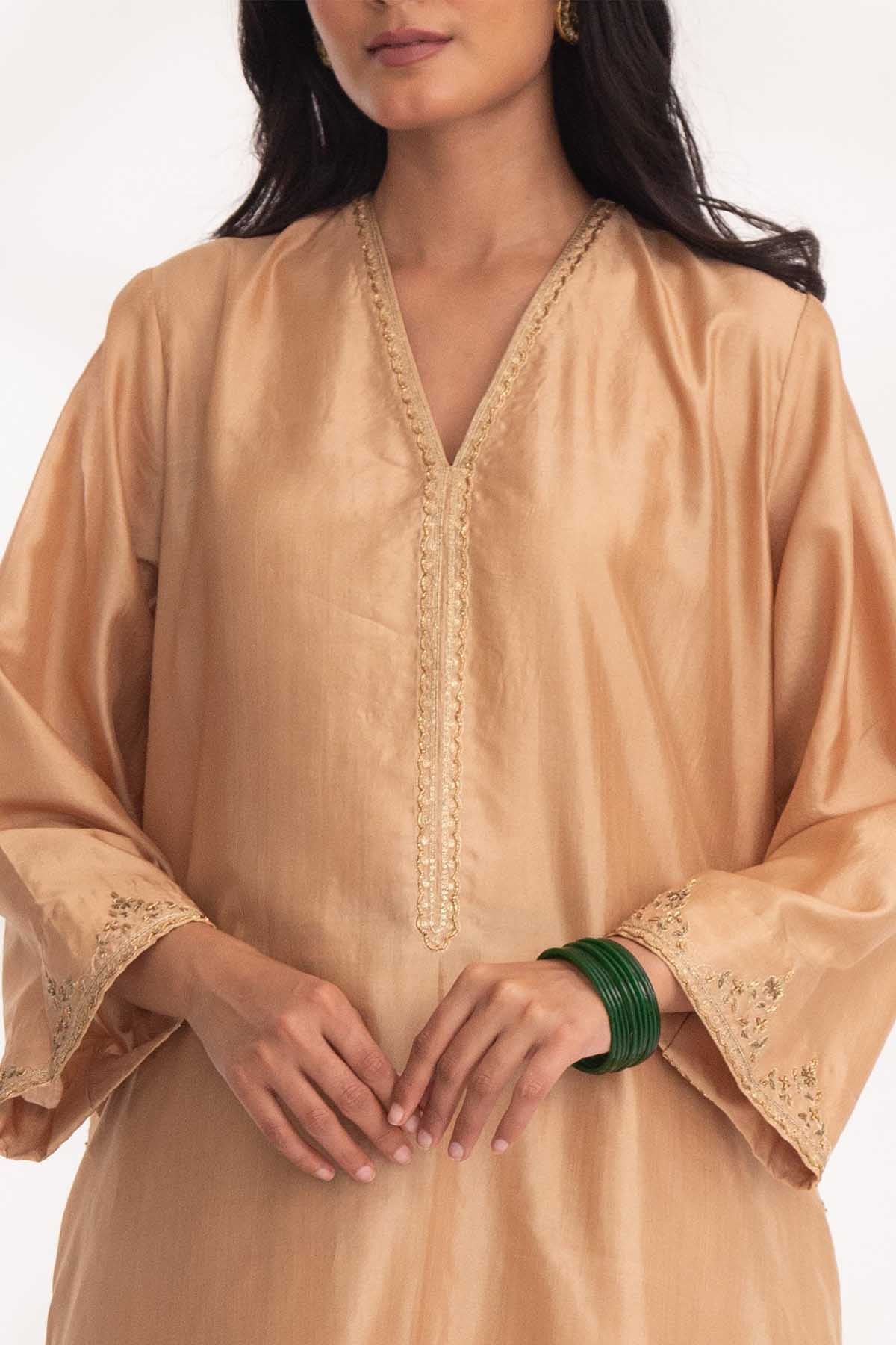 Beige Zardozi Work Kurta Set