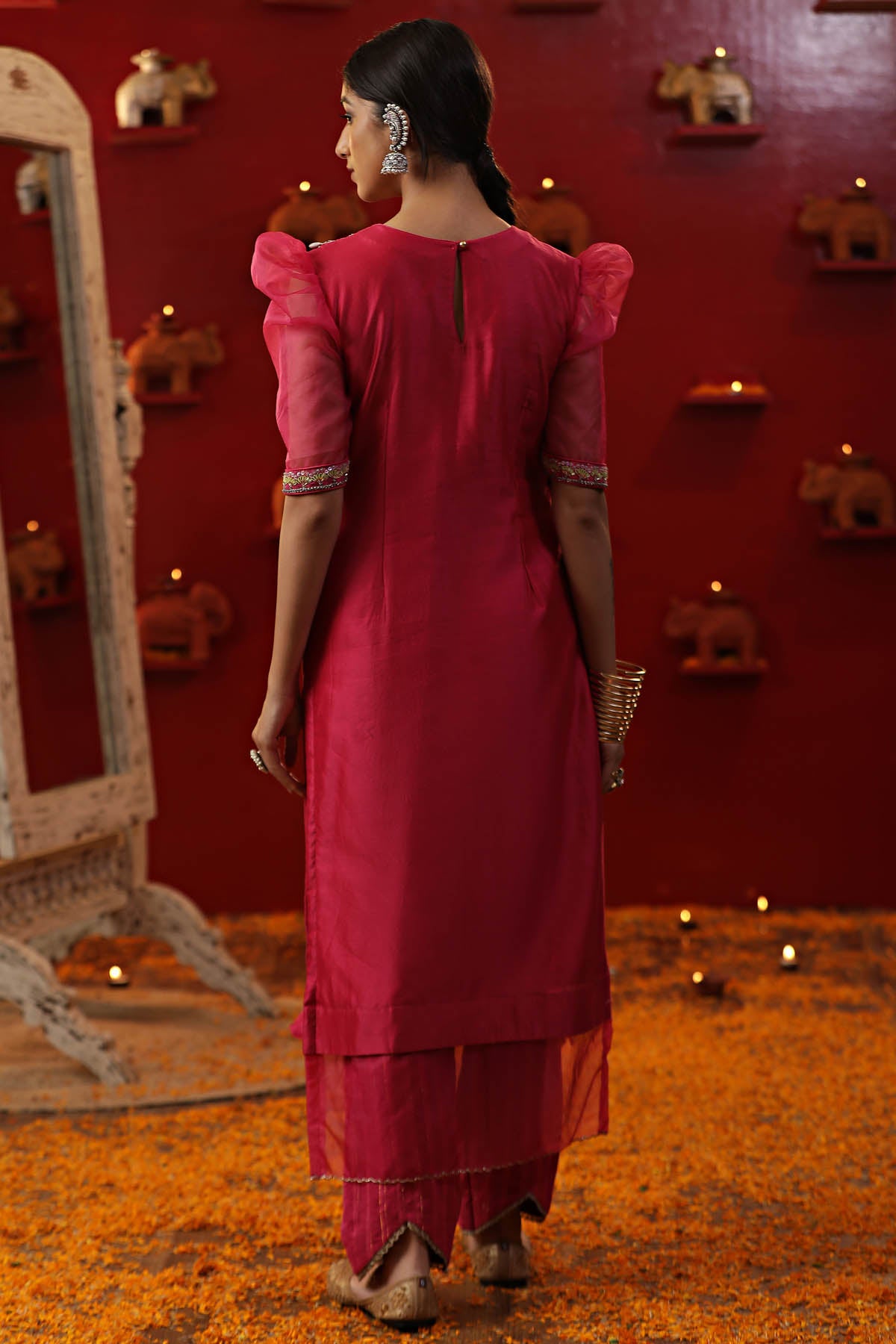 Purple Dori Work Yoke Kurta Set