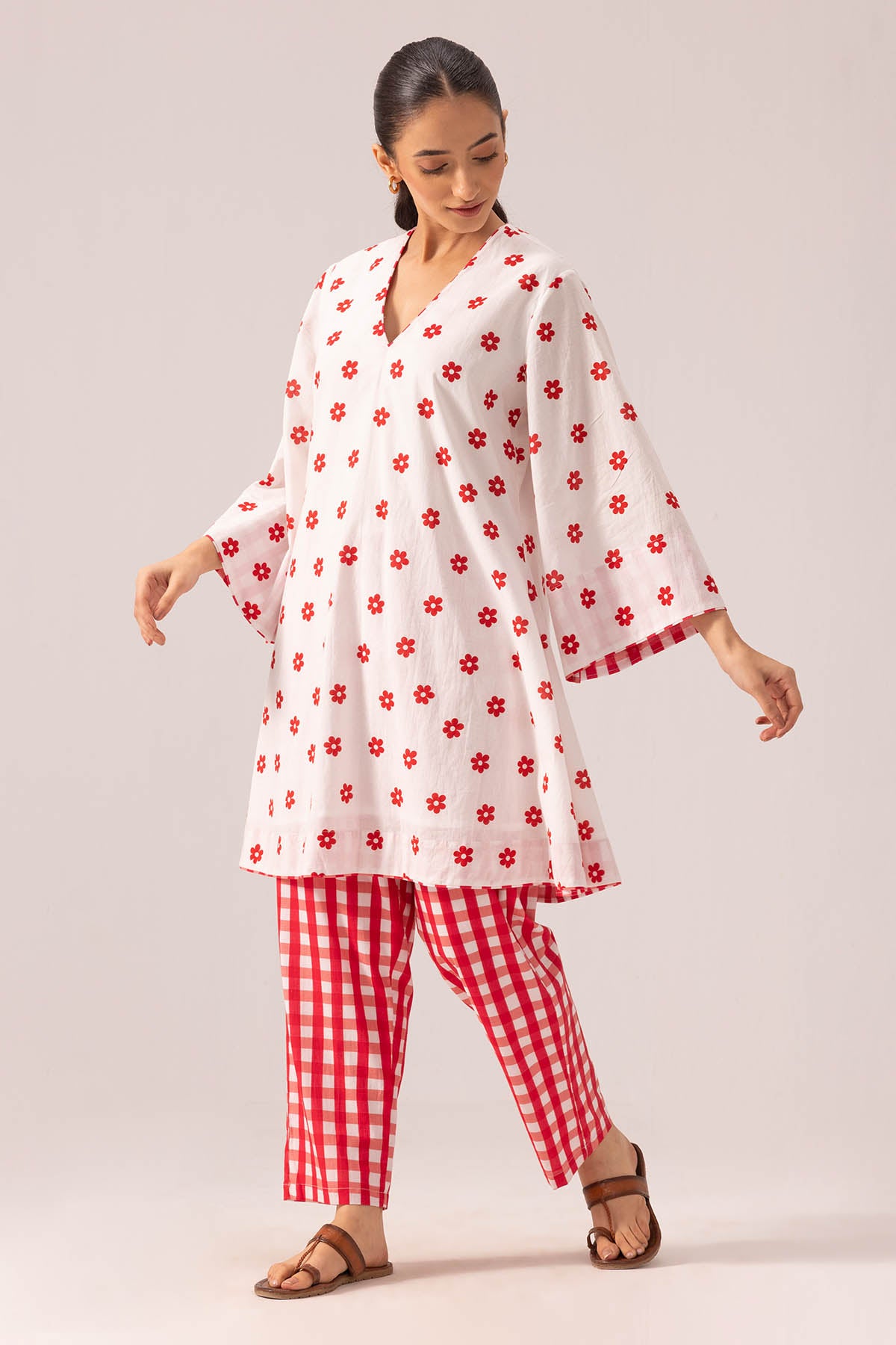 Bell Sleeves Cotton Kurta Set