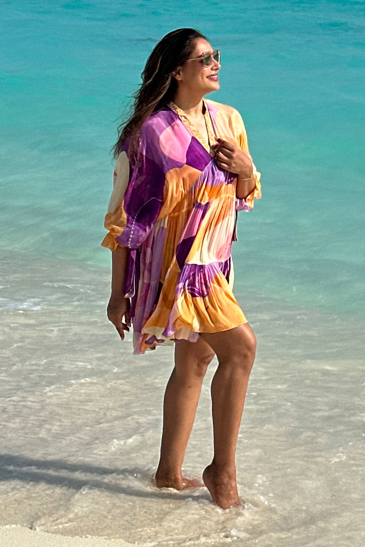 Multicolor Chiffon Kaftan Dress